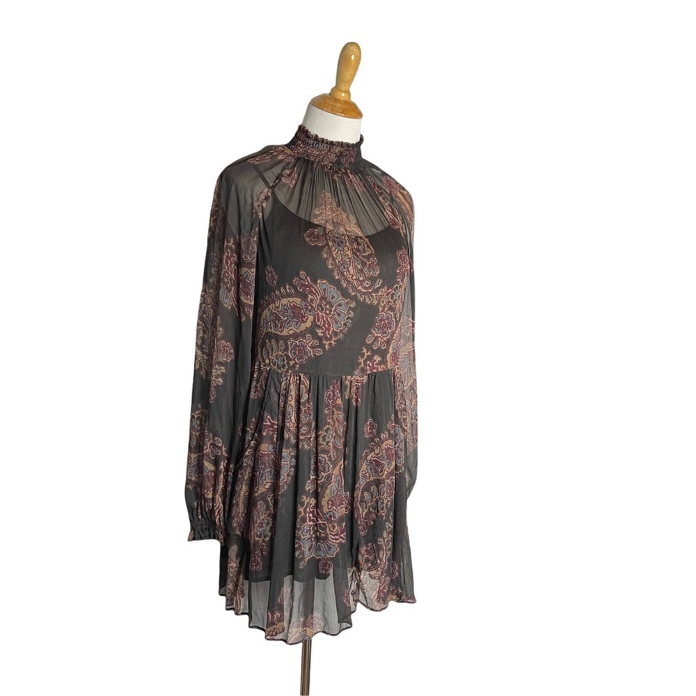 Free People Monnstruck Black Paisley Chiffon Flowy Dress xs - Picture 6 of 16